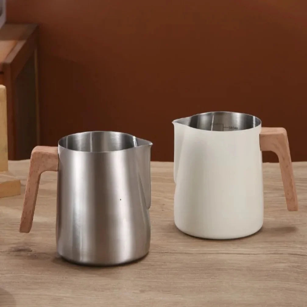 Espressa Milk Frothing Jug With Wood Handle