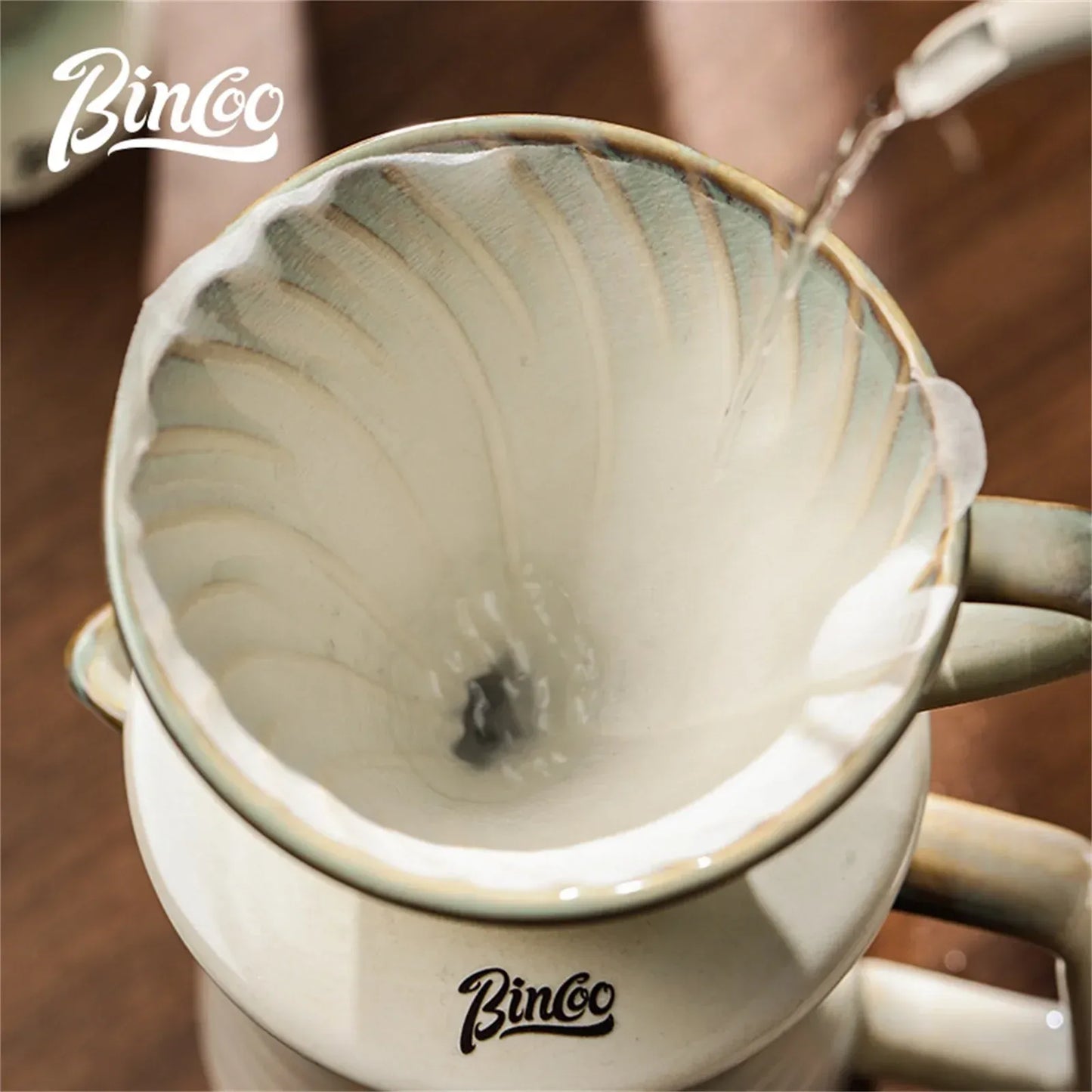 Bincoo Ceramic Coffee Filter Cup with Ceramic Coffee Pot
