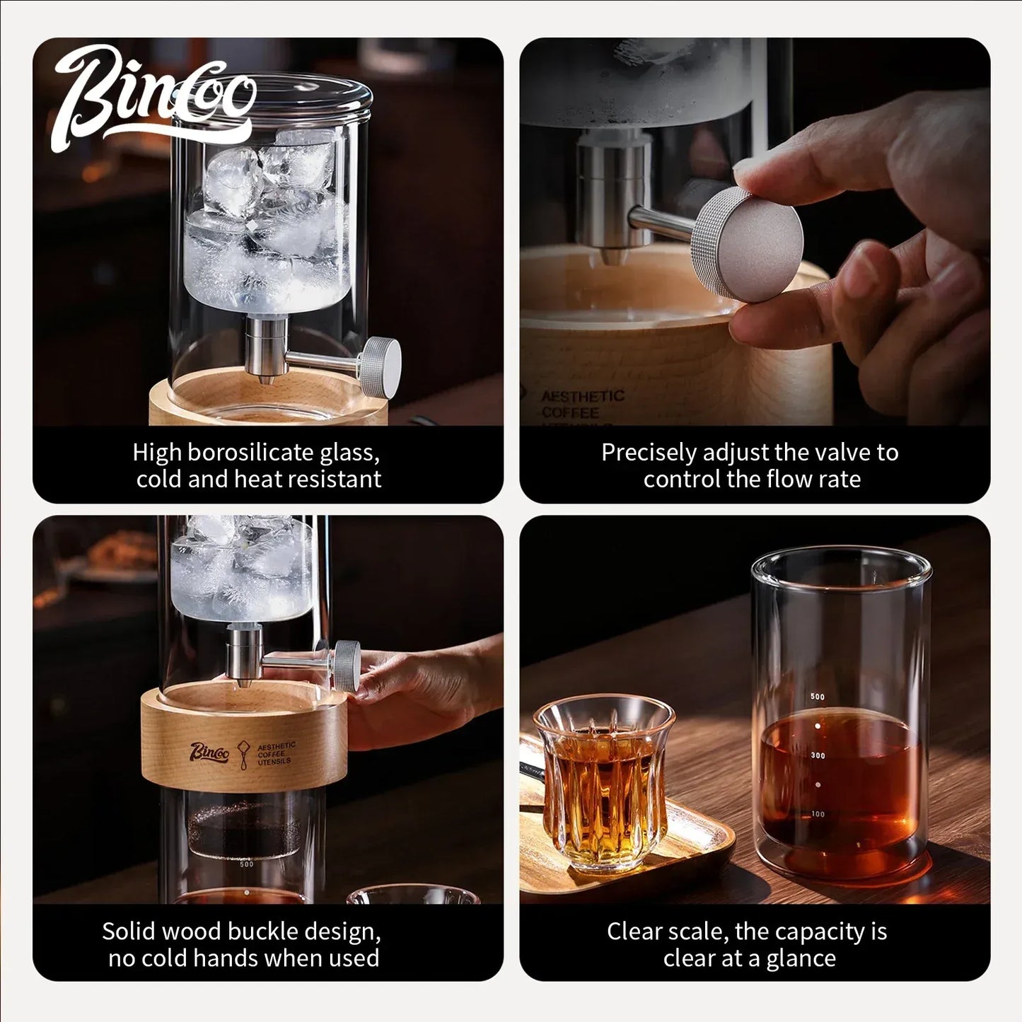 Bincoo Large Capacity Cold Brew Coffee Pot Double Walled Glass