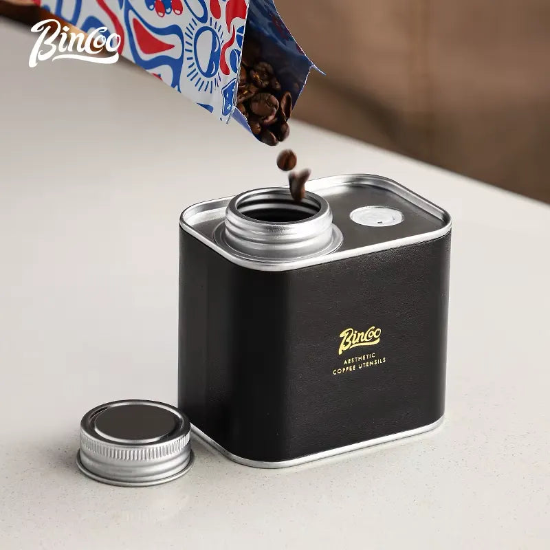 Bincoo Vacuum Coffee Container with One Way Valve (Black)