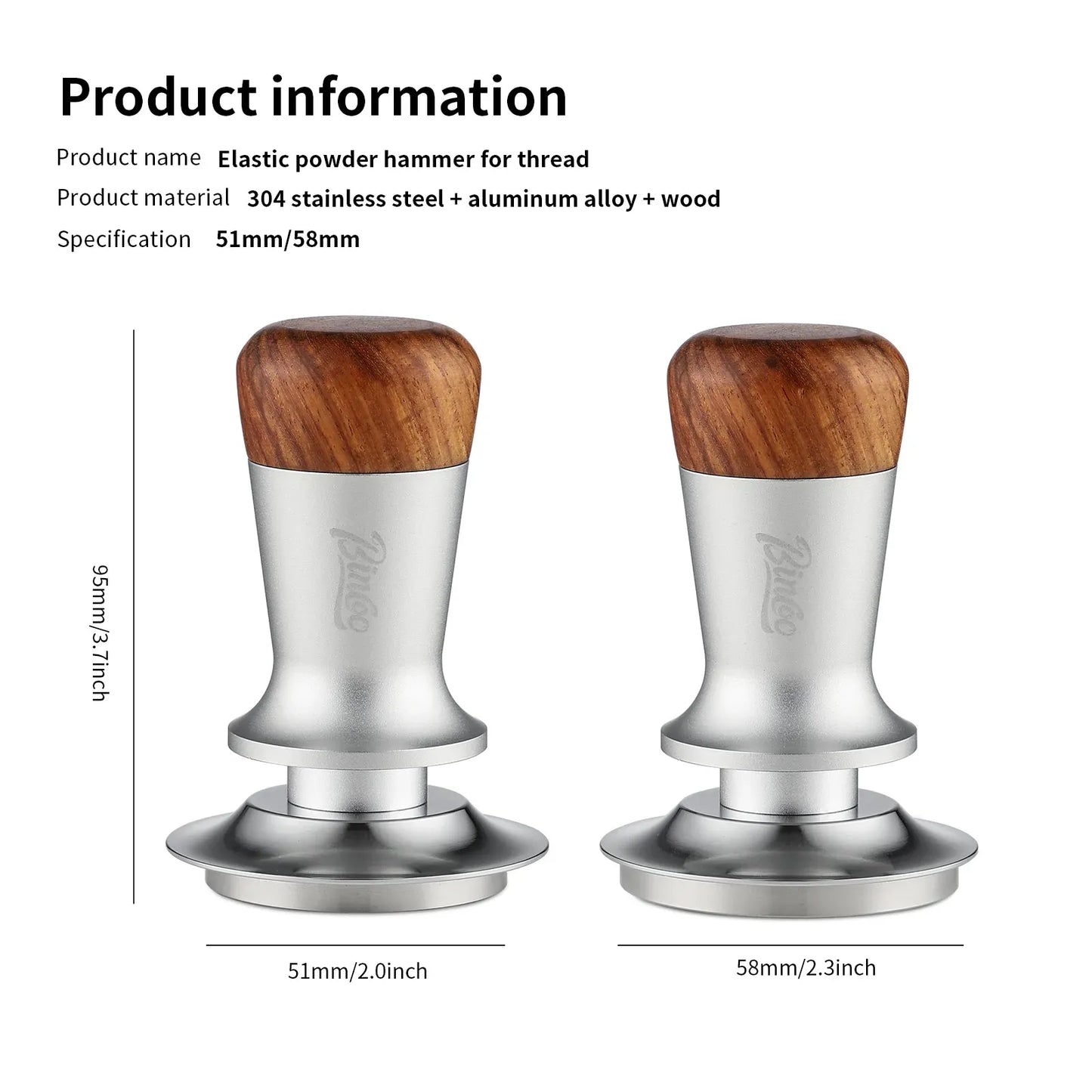 Bincoo Walnut Top Spring Pressure Threaded Base (Silver/White)