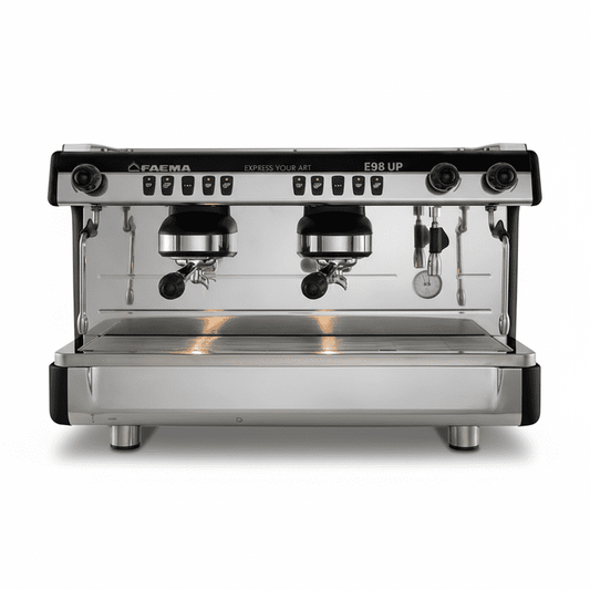 Faema E98 UP espresso machine on a white background
