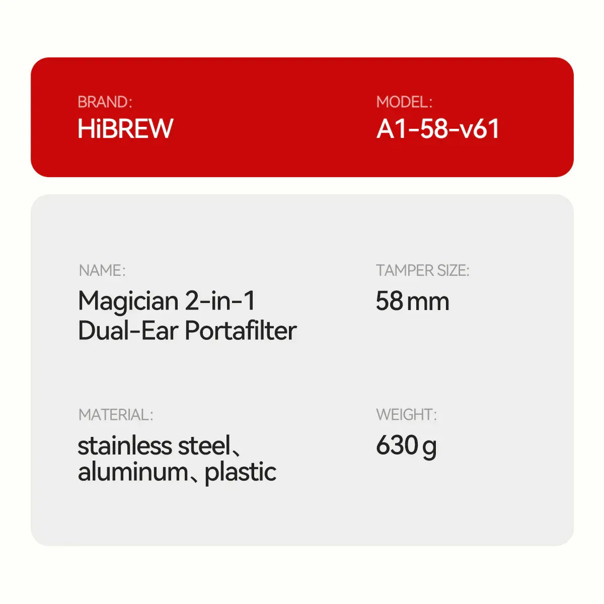 Hibrew 58mm H21 Magician portafilter