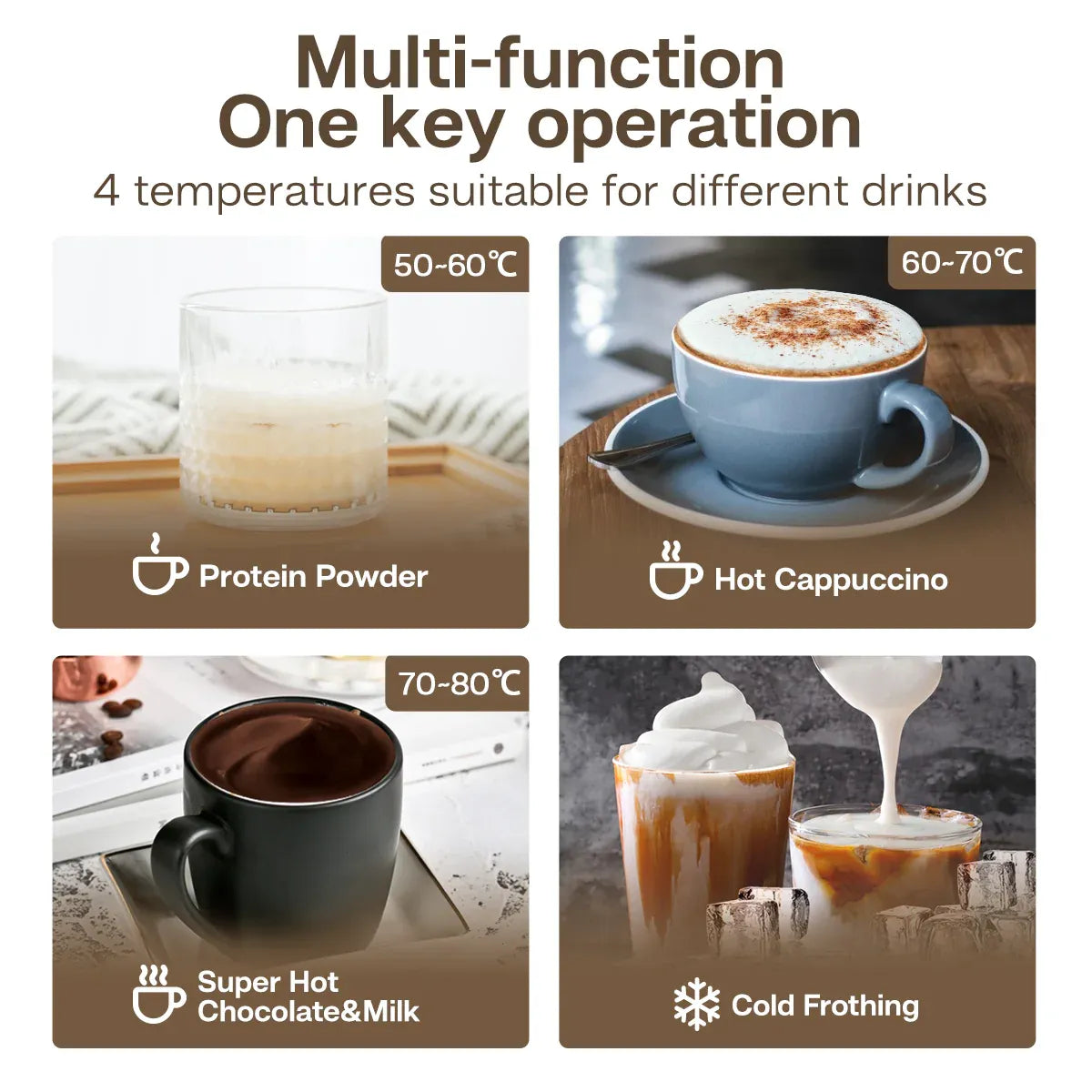 HiBREW M3A 4-in-1 Milk Frother | Hot & Cold Milk Warmer