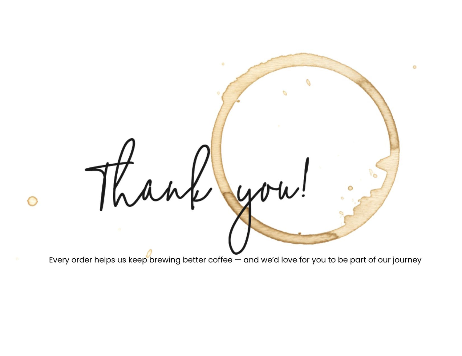 Coffee cup ring with 'Thank you!' text on a white background