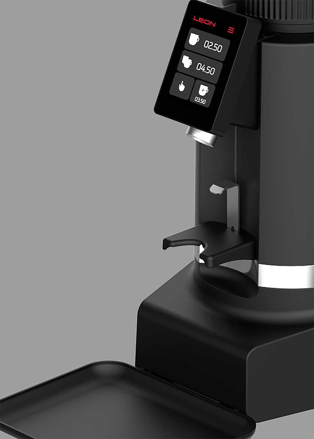 Digital adjustment display on Ceado REV Steel showing ALIGN stepless grind control system