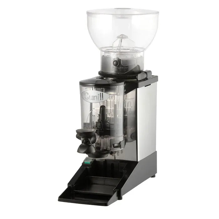 Cunill Tauro commercial coffee grinder in black finish with large bean hopper and doser system, shown in product listing interface