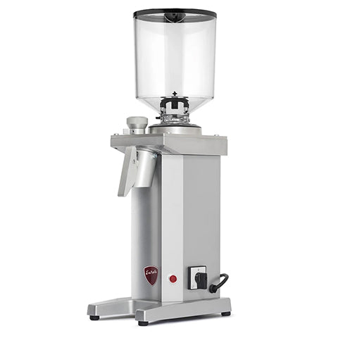 Rear view of Eureka Drogheria MCD4 grinder highlighting hopper and grinding mechanism