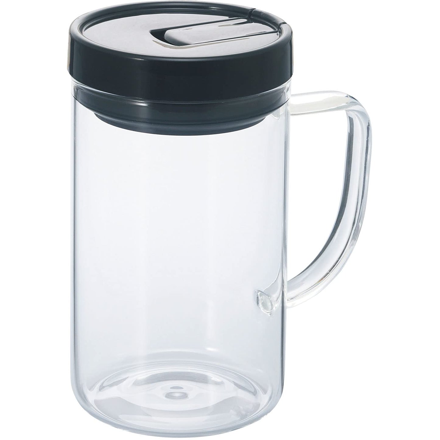 Hario Coffee Canister with Handle - Medium Black 670ml transparent glass canister with black ABS resin lid and ergonomic handle