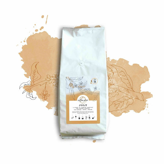 Jolt coffee bag with bold orange label and dynamic design featuring energetic branding
