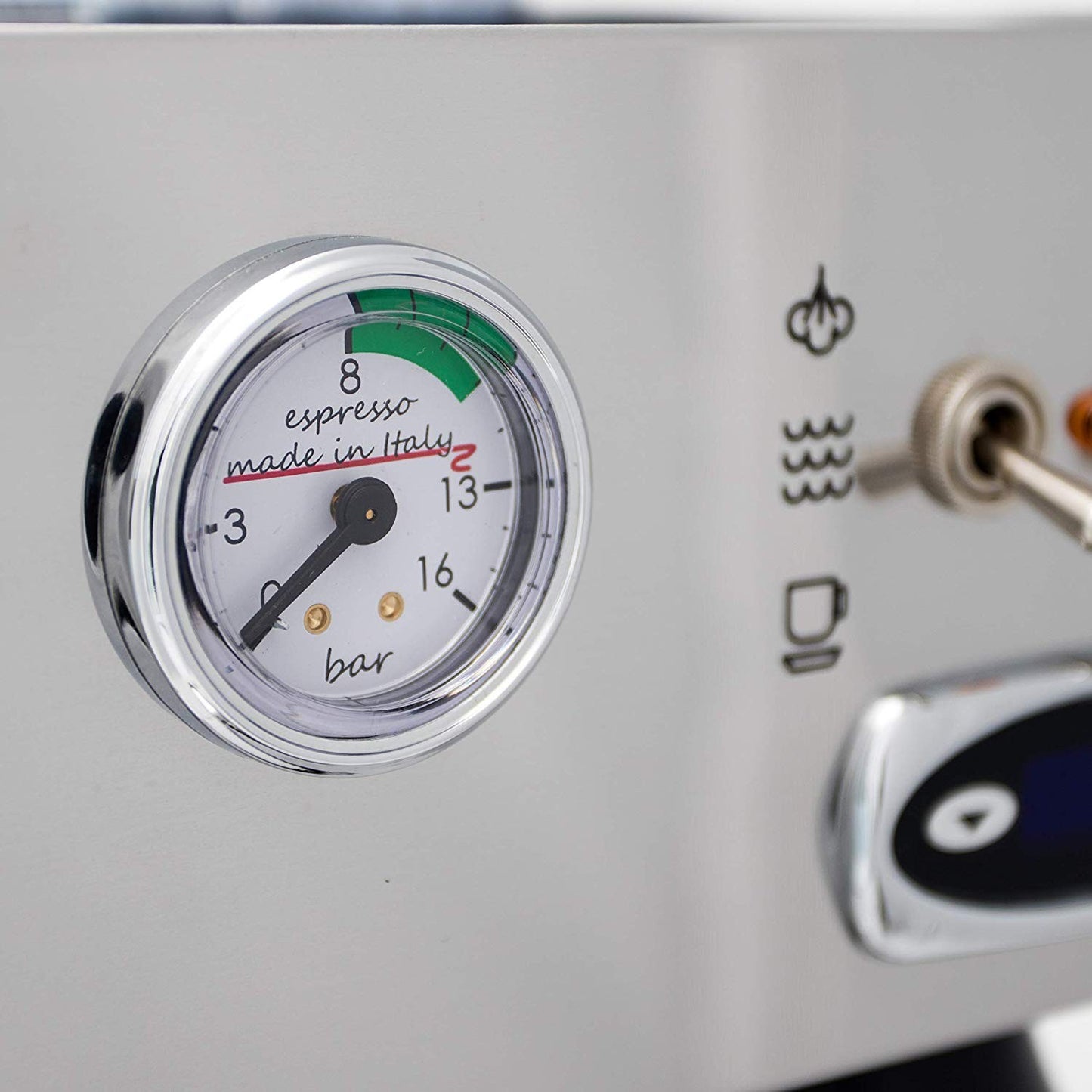 Detail view of Lelit Anita professional steam wand with dual-hole tip for milk frothing