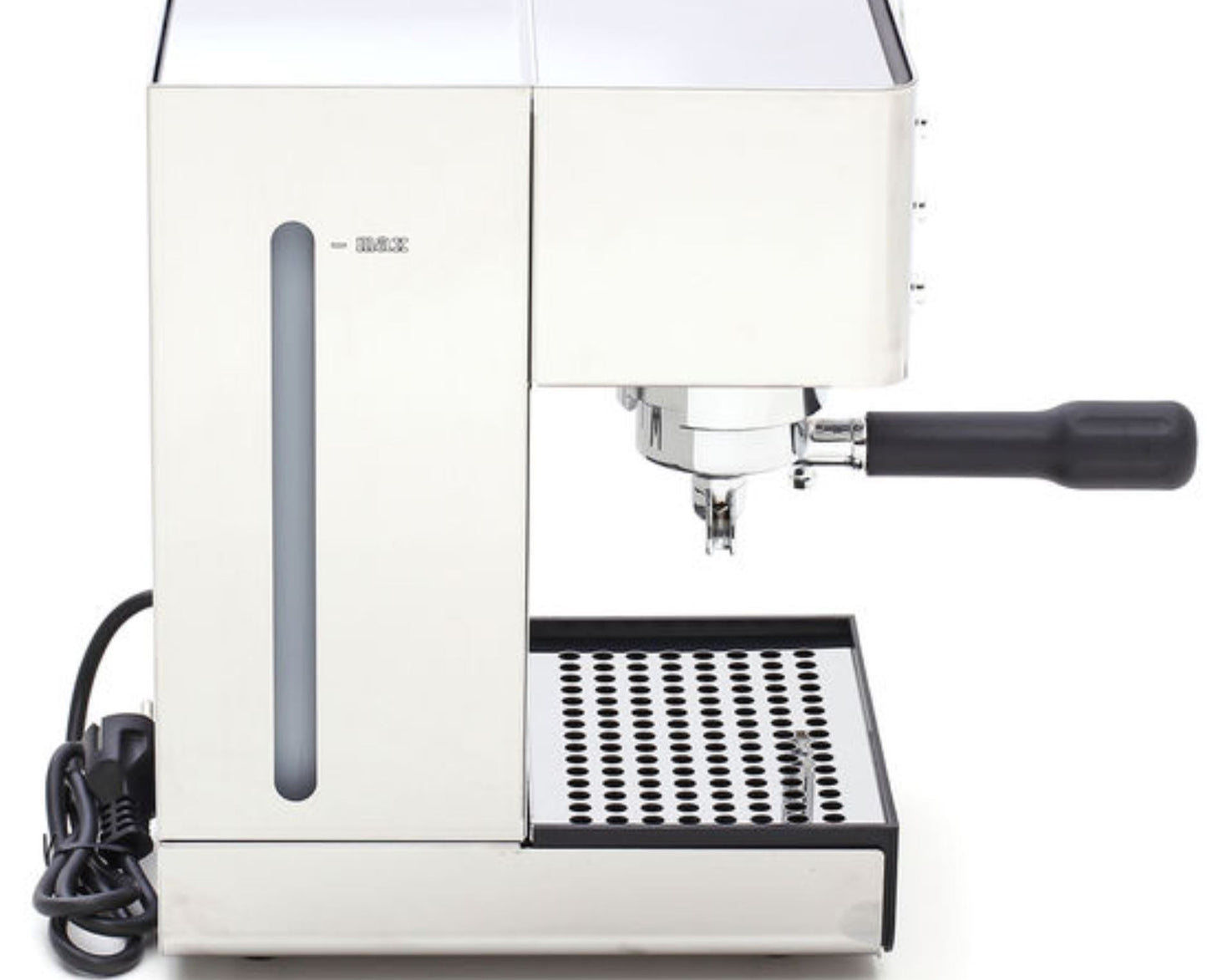 Lelit Anna PL41EM espresso machine left-side view showing power cord and water tank.