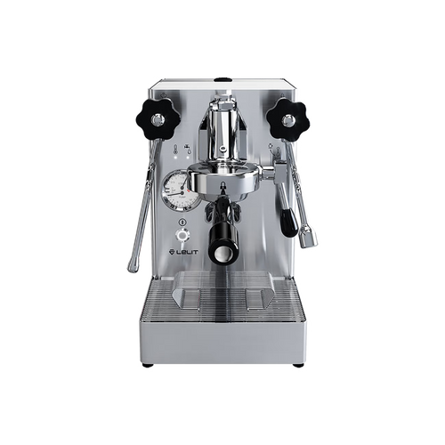 Lelit Mara X V2 PID espresso machine front view with stainless steel body and E61 group head