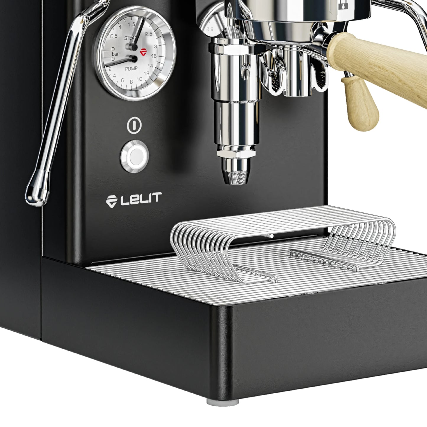 Close-up of Lelit Mara X V2 dual pressure gauge and temperature monitoring system