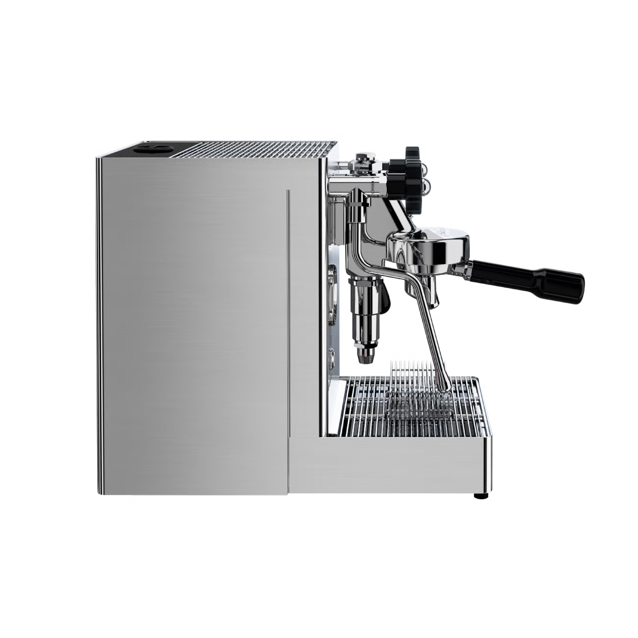Side profile view of Lelit Mara X V2 showing steam wand, hot water tap and ergonomic control knobs