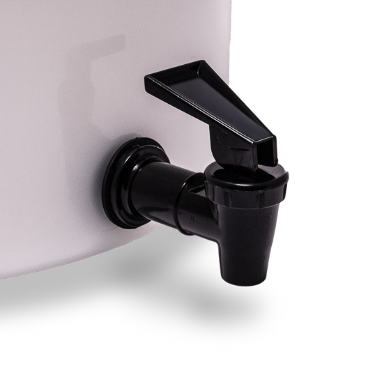 Black plastic Toddy Commercial Model Spigot TCMS with flip handle design for easy dispensing from cold brew containers.