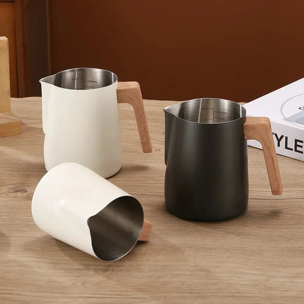 Espressa Milk Frothing Jug With Wood Handle
