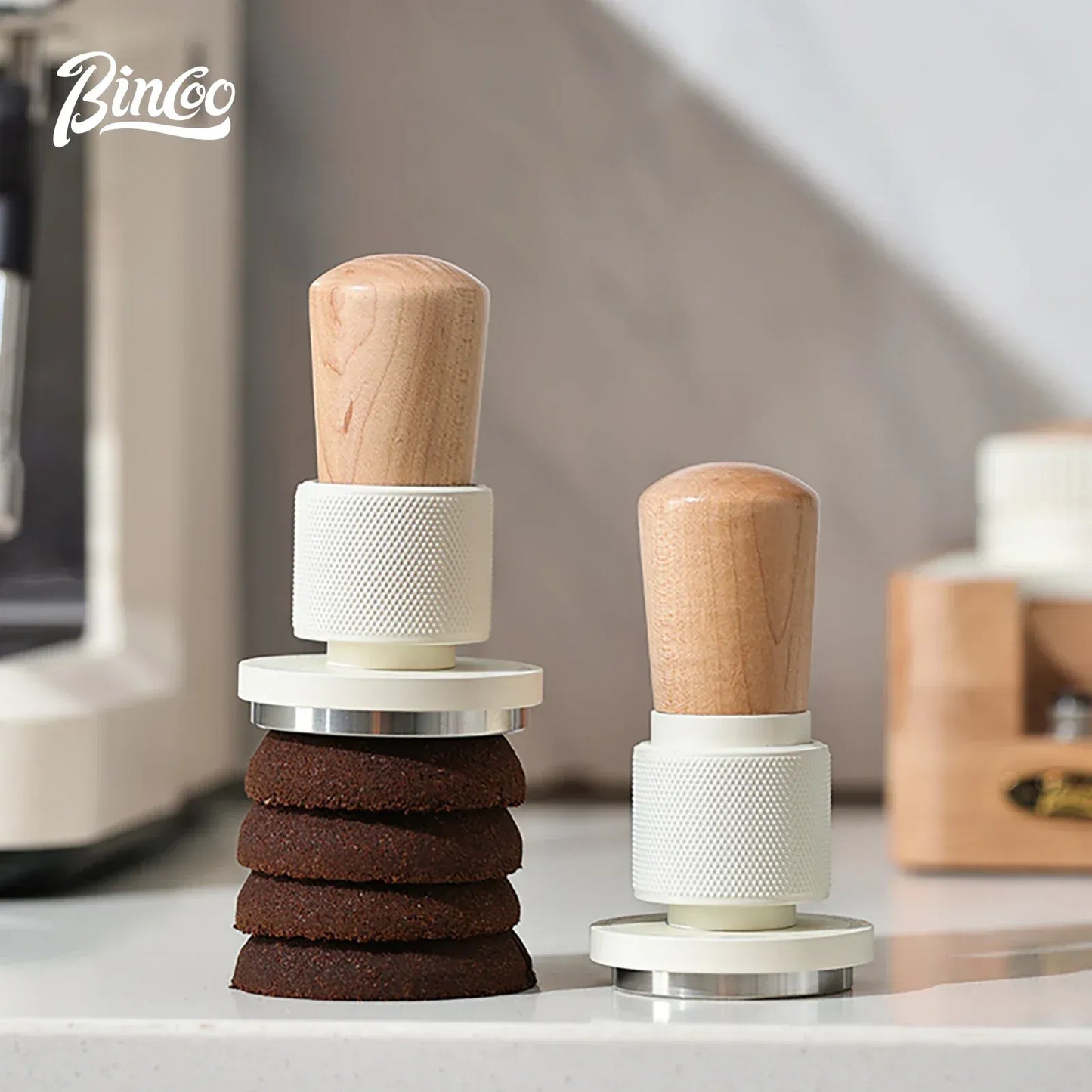 Bincoo 30-Pound Force Beech Espresso Tamper