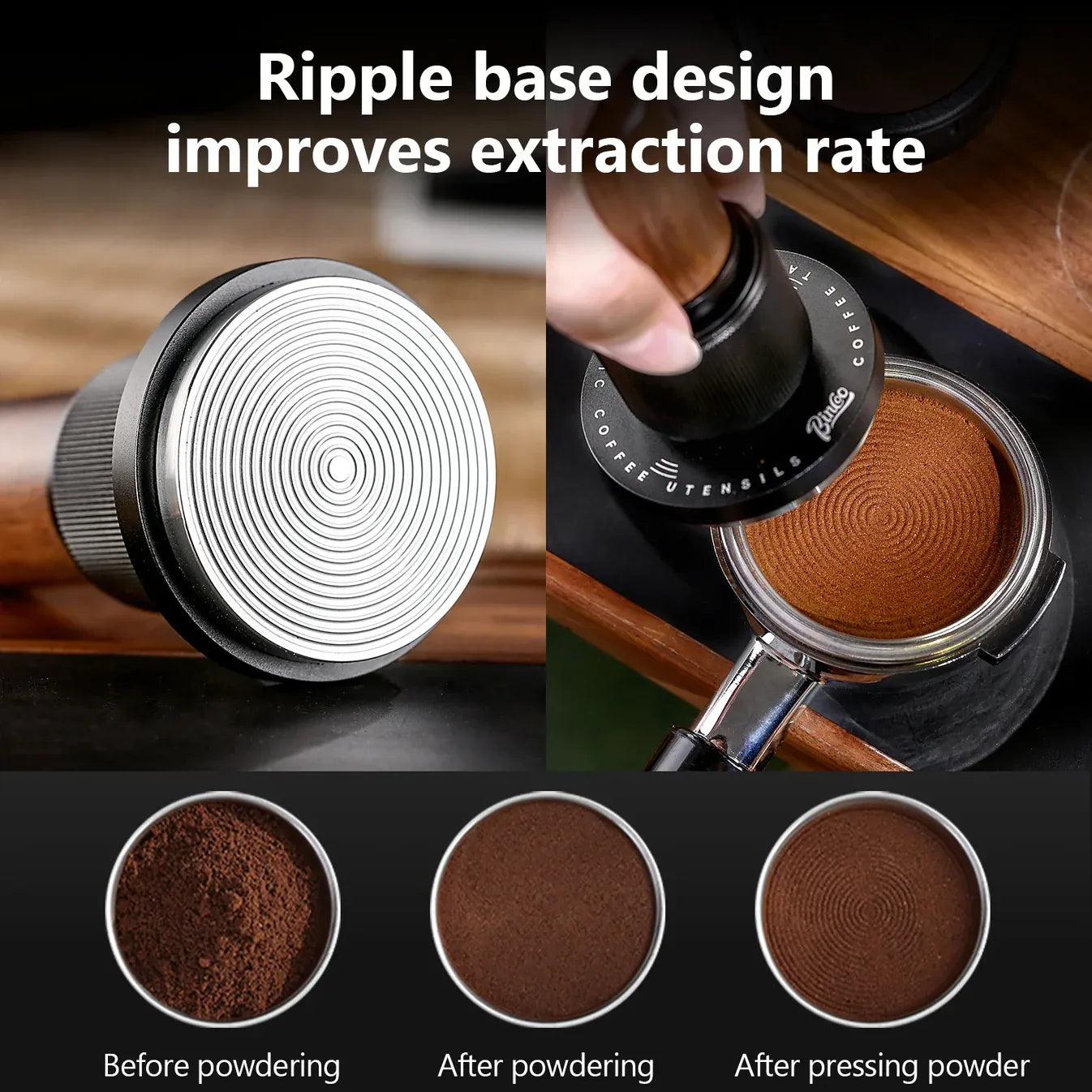 Bincoo 30-Pound Force Walnut Espresso Tamper