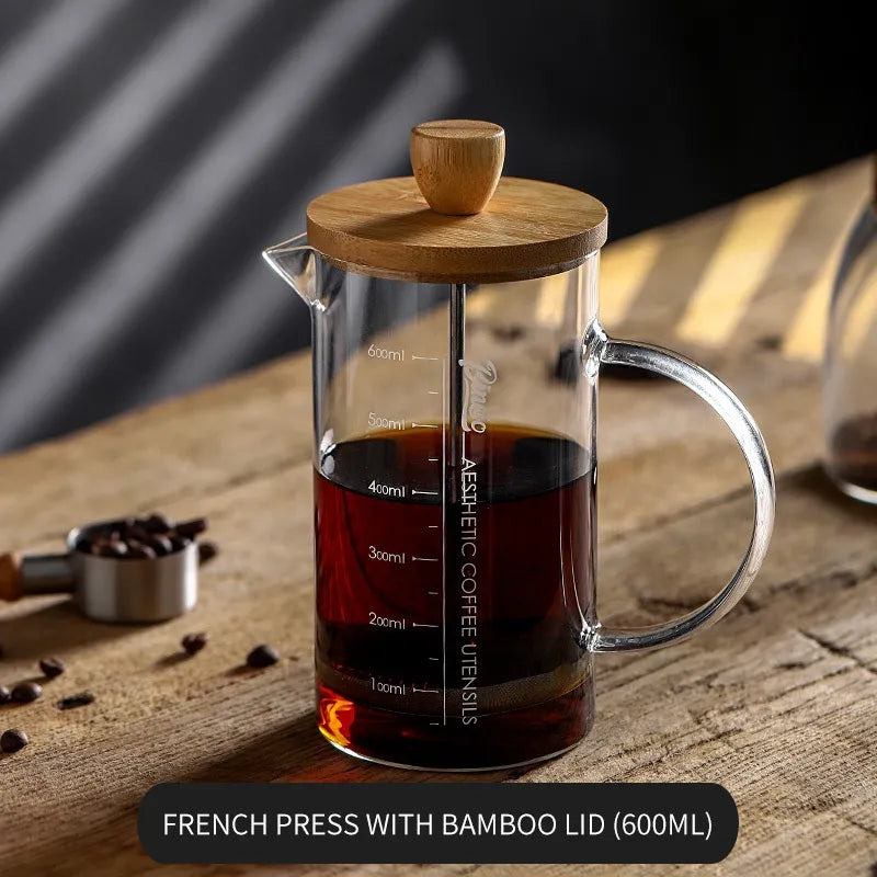 Bincoo Bamboo Lid Glass French Press