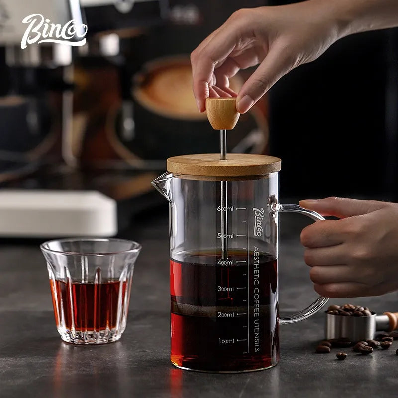 Bincoo Bamboo Lid Glass French Press