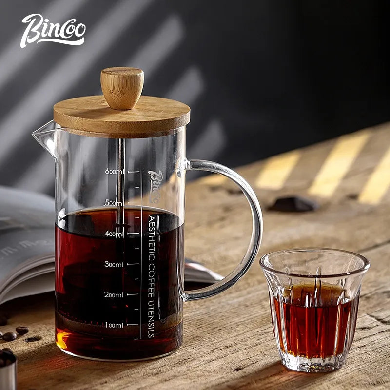 Bincoo Bamboo Lid Glass French Press