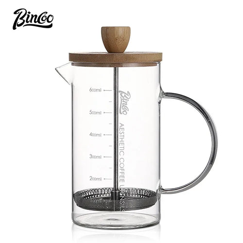 Bincoo Bamboo Lid Glass French Press