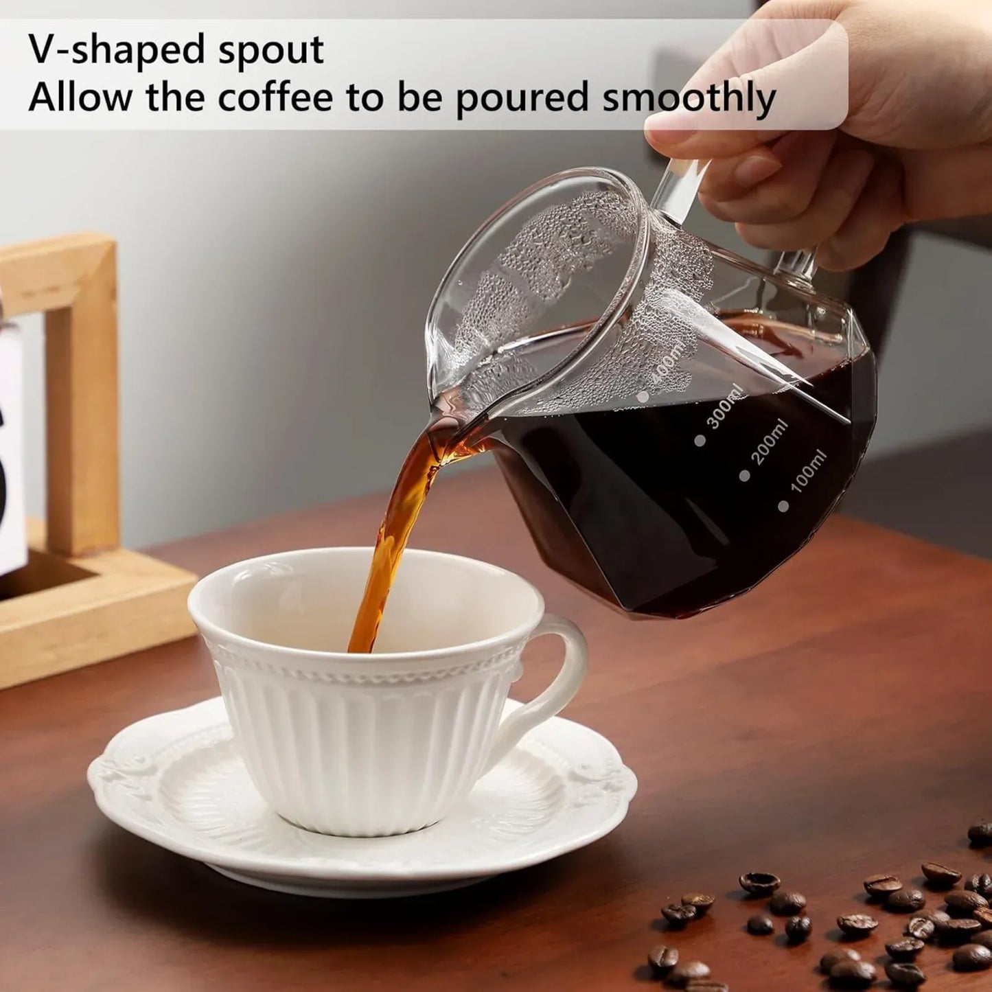 Bincoo Ceramic Coffee Dripper with Wood Stand Set