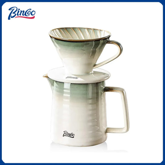 Bincoo Ceramic Coffee Filter Cup with Ceramic Coffee Pot