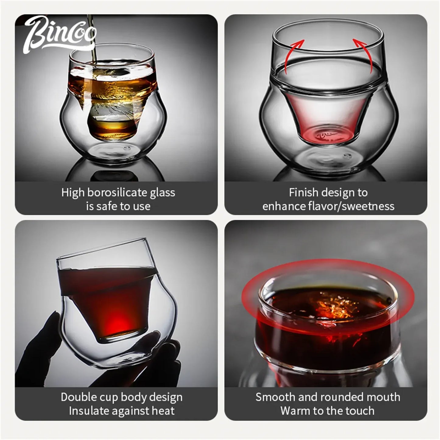 Bincoo Double Wall Glass Aroma Tasting Cup 110ml