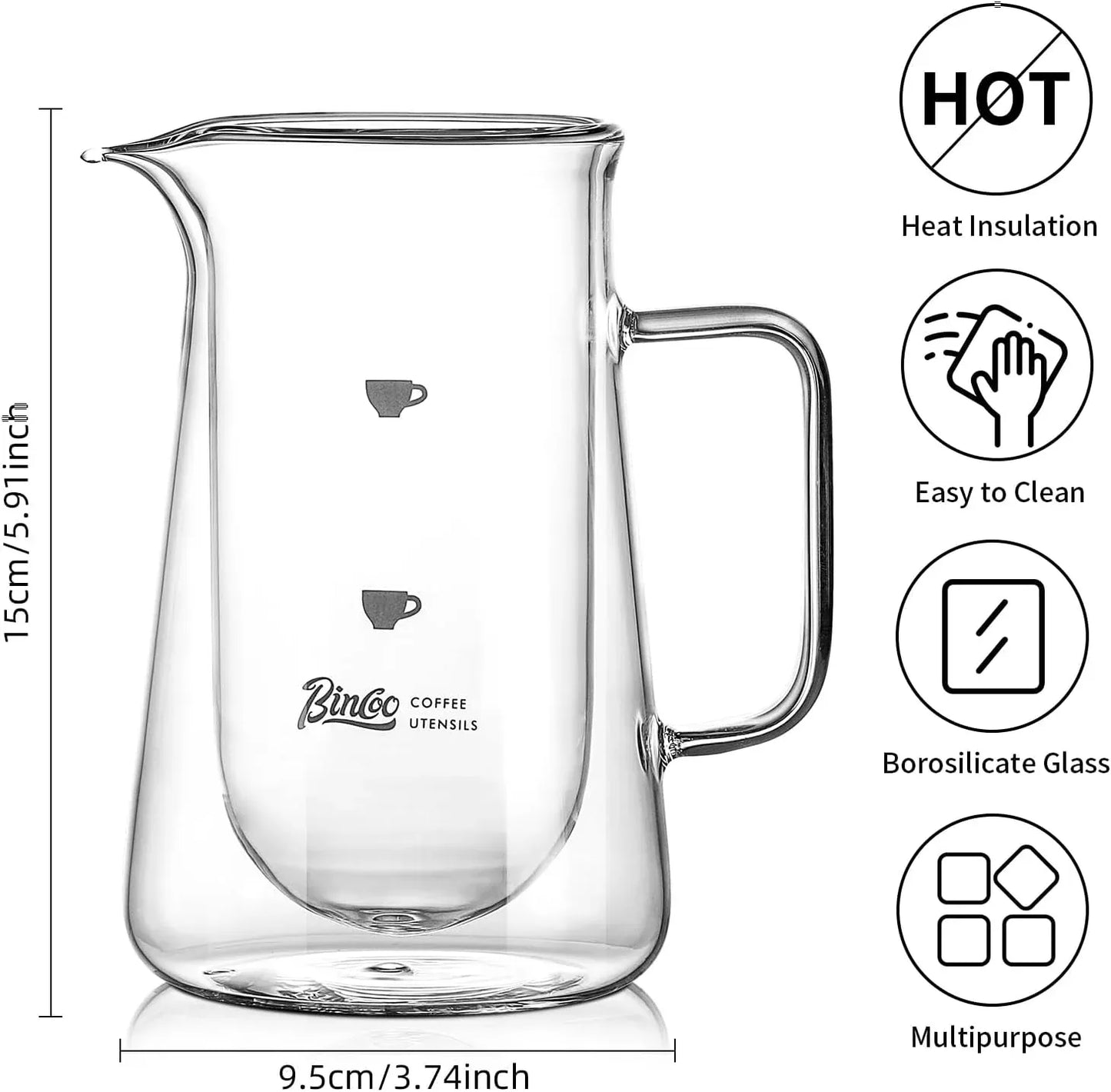 Bincoo Double Wall Glass Coffee Carafe