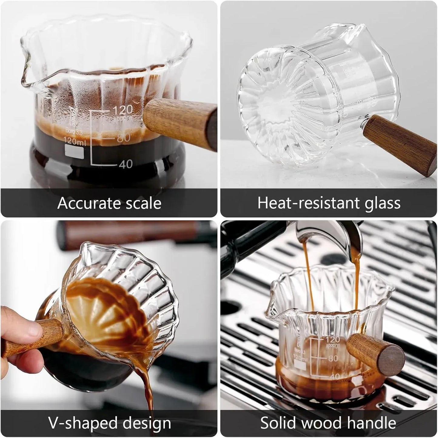 Bincoo Espresso Shot Glass with V-Shaped Mouth