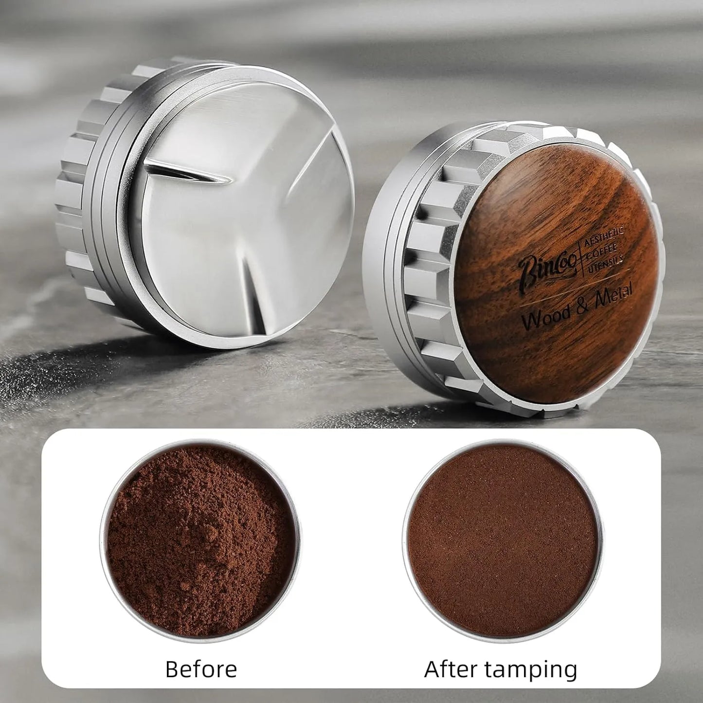 Bincoo Heavy Duty Coffee Levelling Tool with Wood Lid