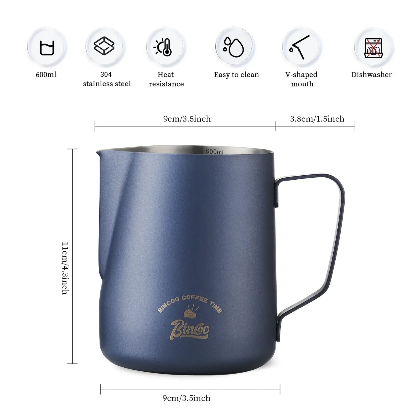 Bincoo Milk Frother Cup with Handle and Scale