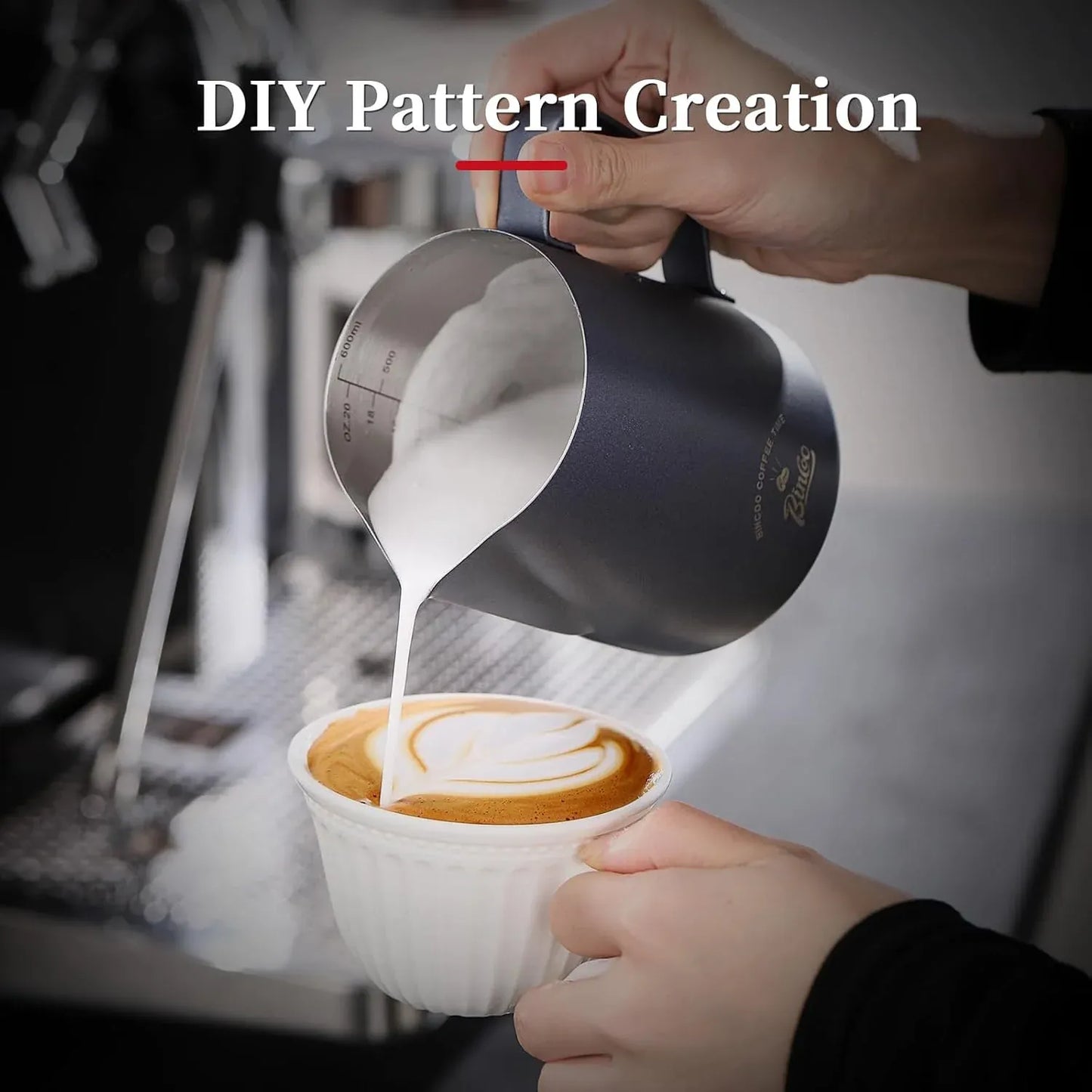 Bincoo Milk Frother Cup with Handle and Scale