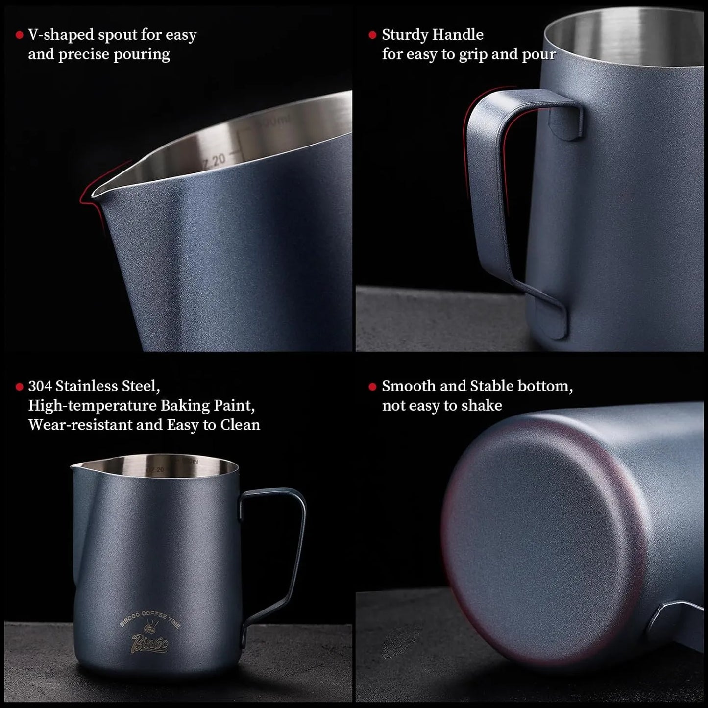 Bincoo Milk Frother Cup with Handle and Scale