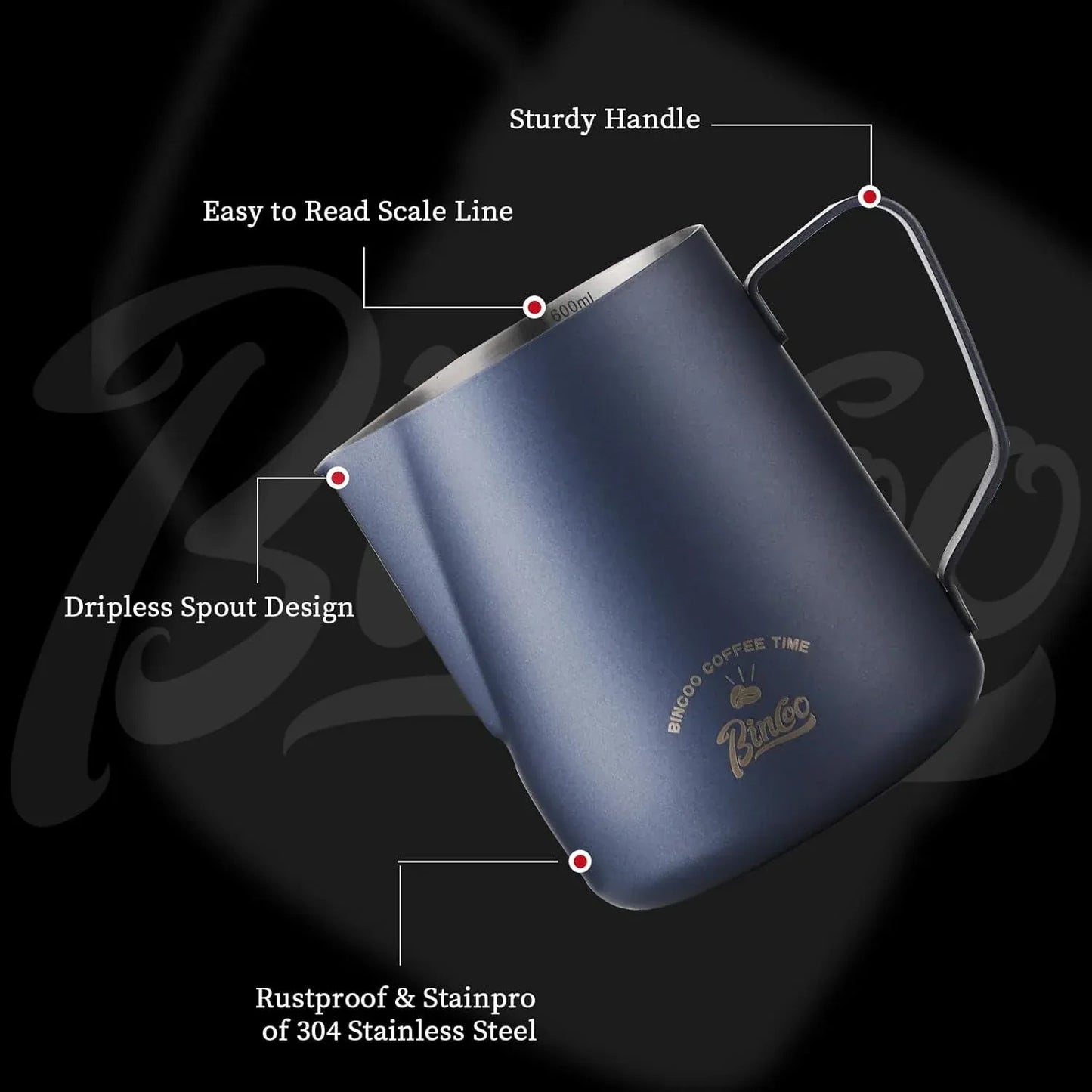 Bincoo Milk Frother Cup with Handle and Scale