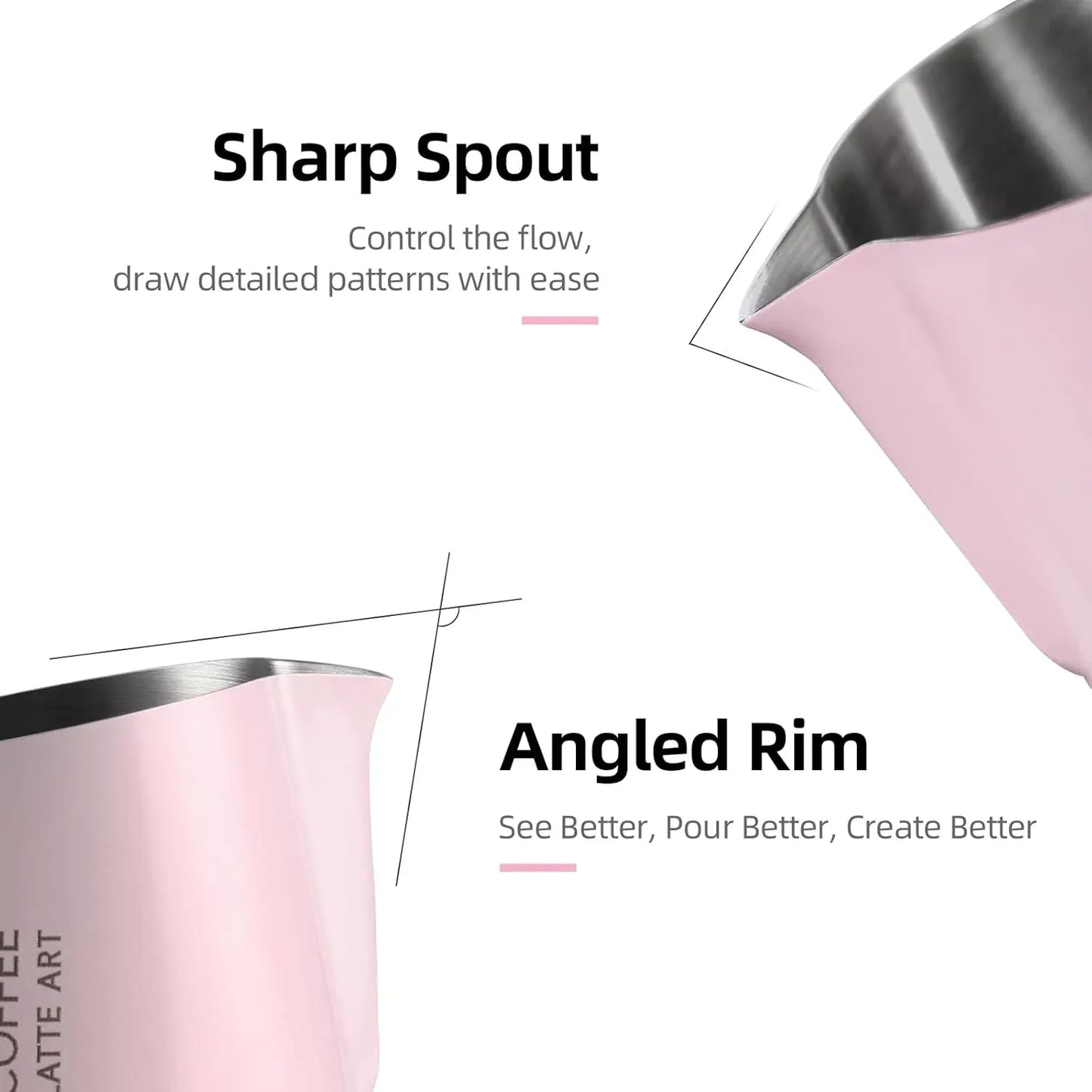 Bincoo Milk Frothing Pitcher with Sharp Spout & Angled Rim 420ml