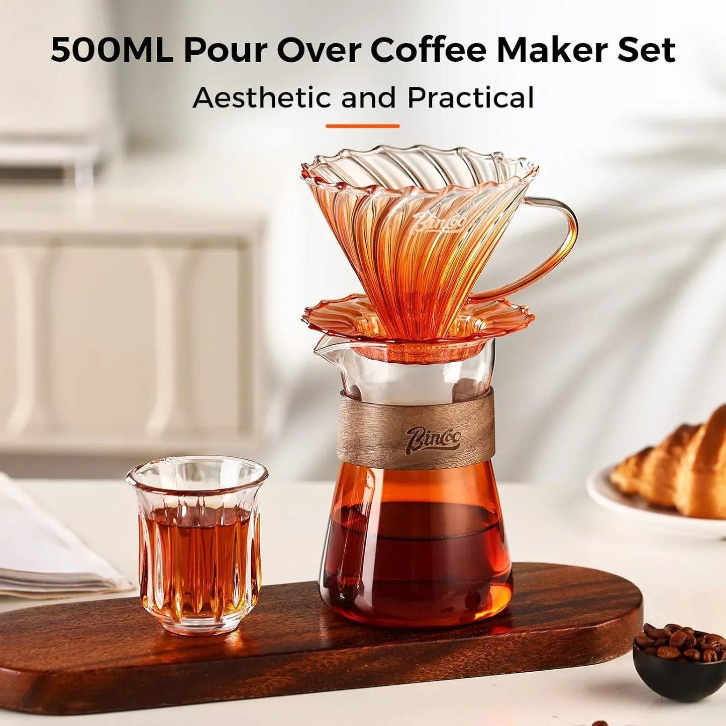 Bincoo Orange Pour Over Coffee Maker Set