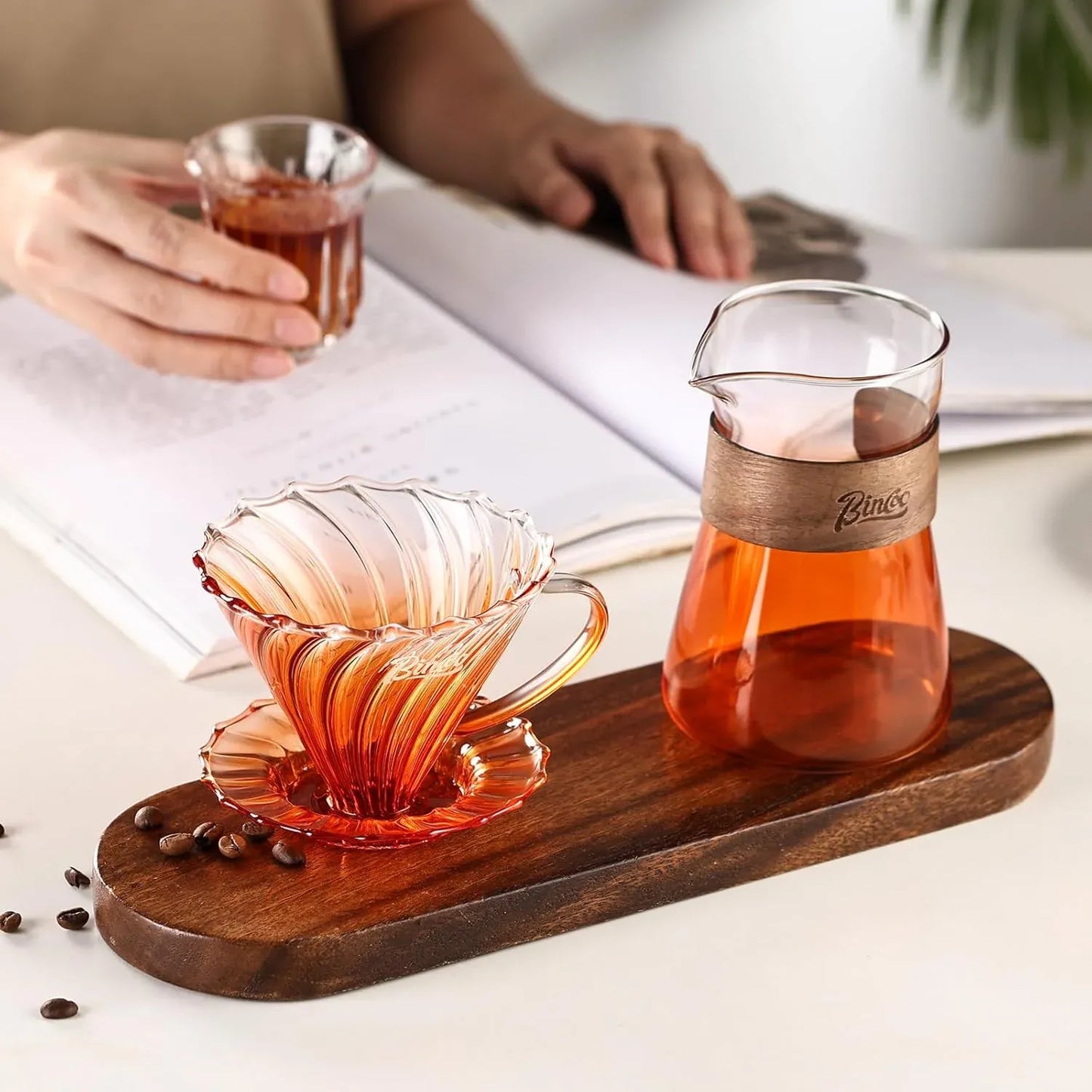 Bincoo Orange Pour Over Coffee Maker Set