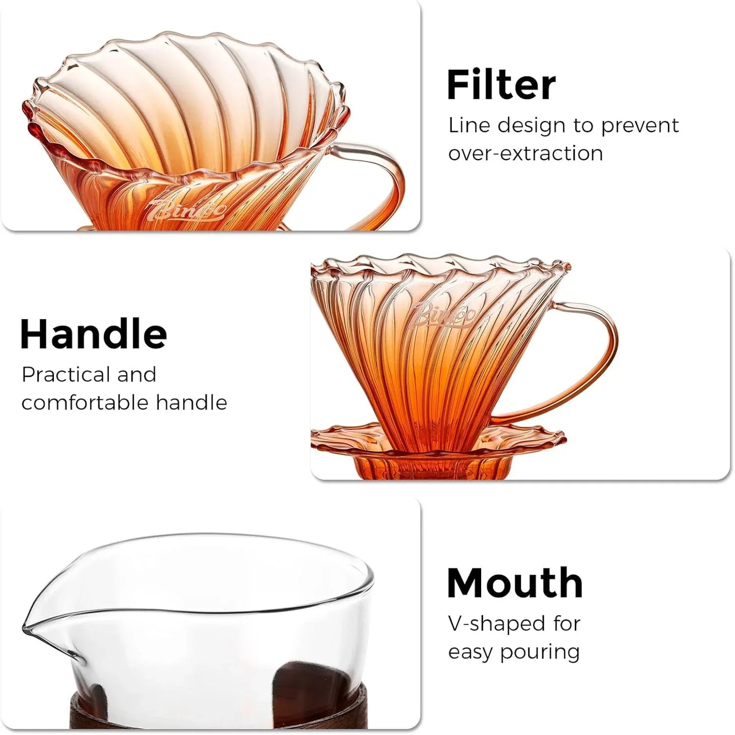 Bincoo Orange Pour Over Coffee Maker Set