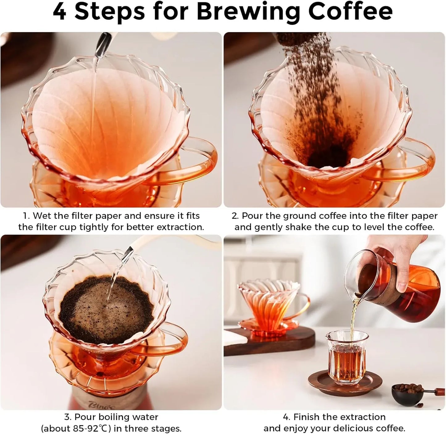Bincoo Orange Pour Over Coffee Maker Set