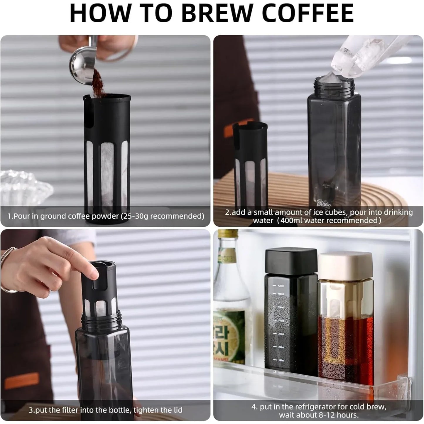 Bincoo Portable Cold Brew Cup with Removable Filter