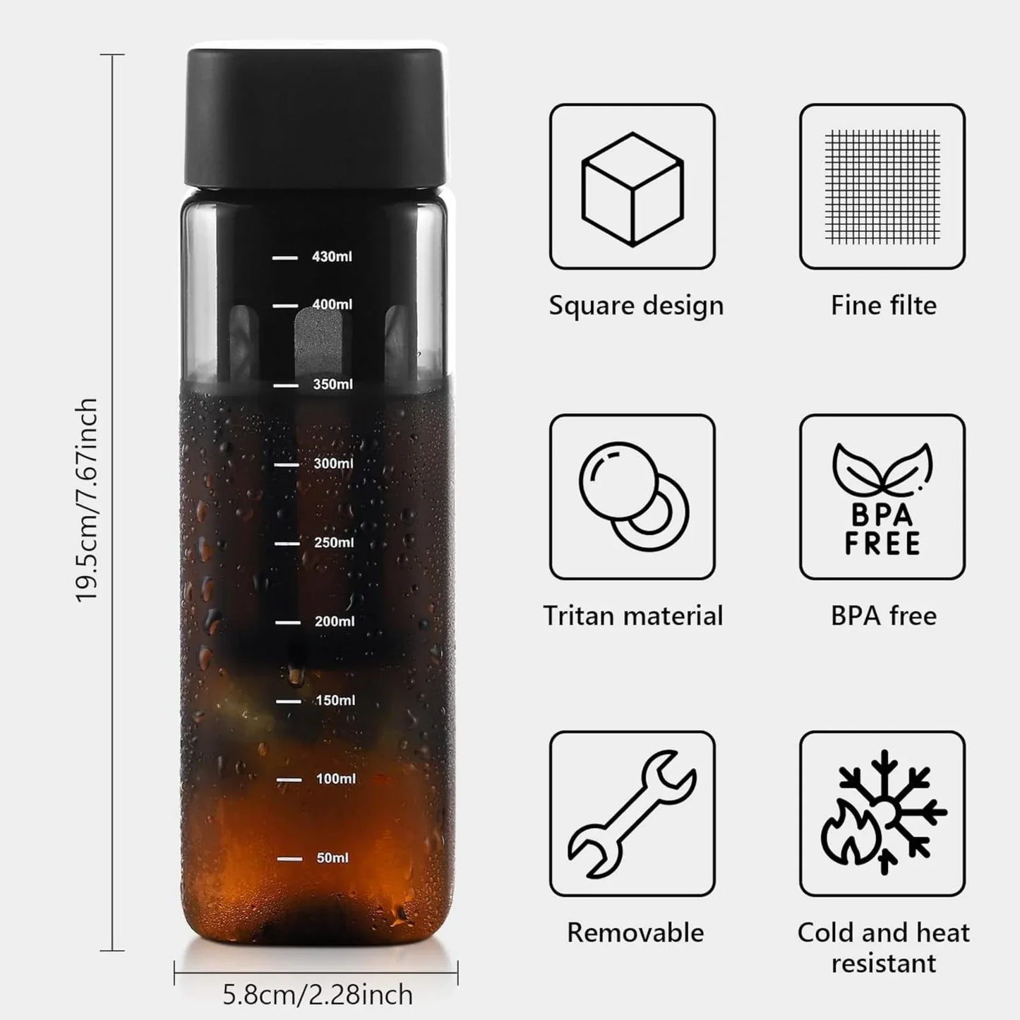 Bincoo Portable Cold Brew Cup with Removable Filter