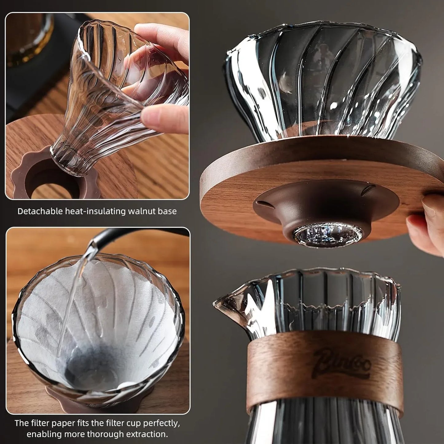 Bincoo Pour Over Coffee Dripper Set Glass
