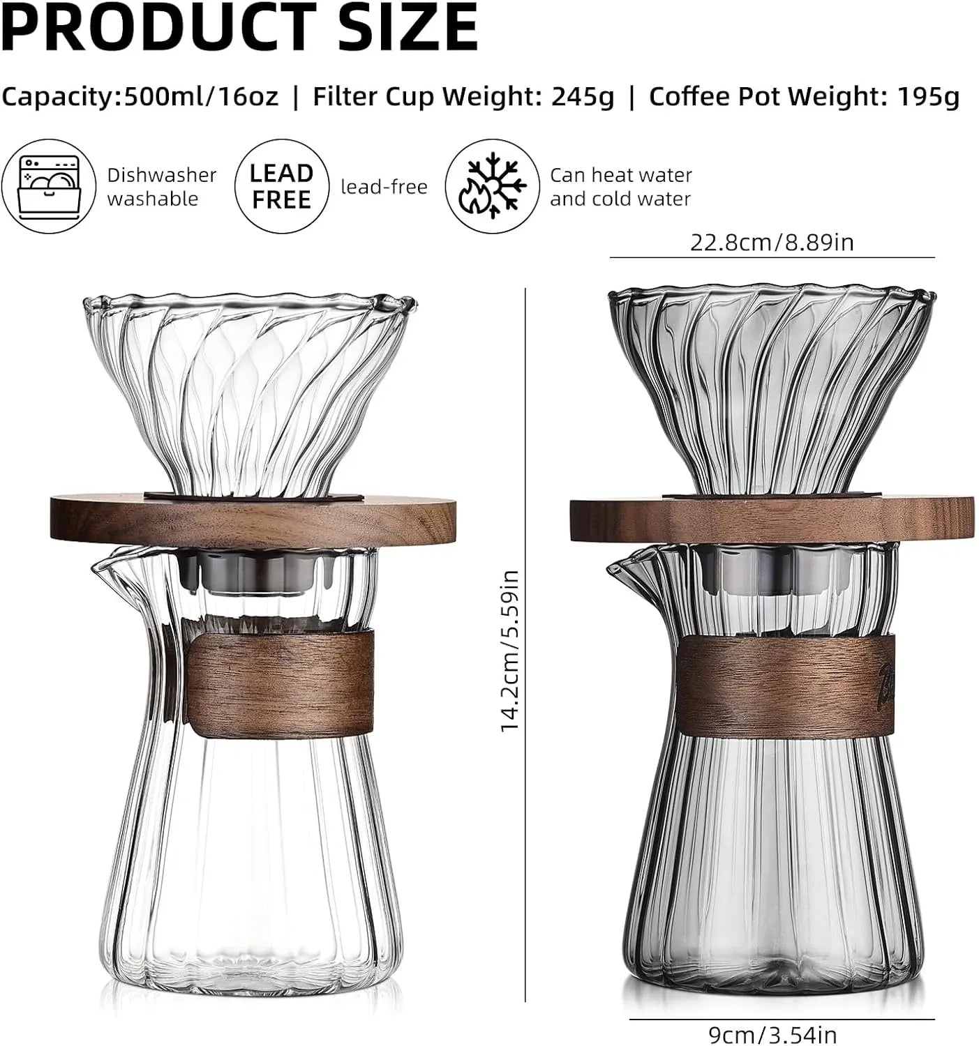 Bincoo Pour Over Coffee Dripper Set Glass