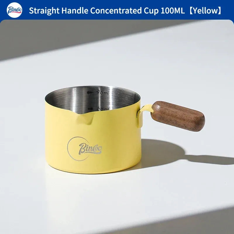 Bincoo Stainless Steel Espresso Measuring Cup With Wood Handle