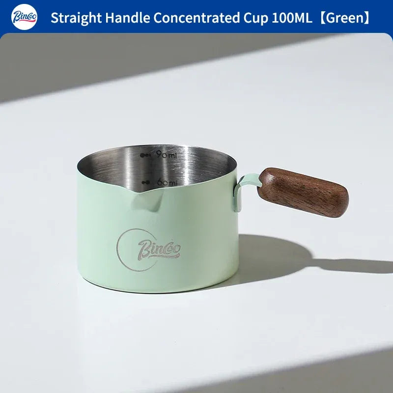 Bincoo Stainless Steel Espresso Measuring Cup With Wood Handle