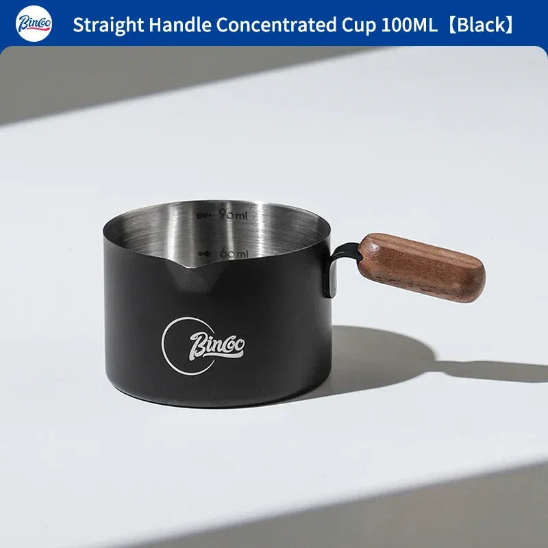 Bincoo Stainless Steel Espresso Measuring Cup With Wood Handle