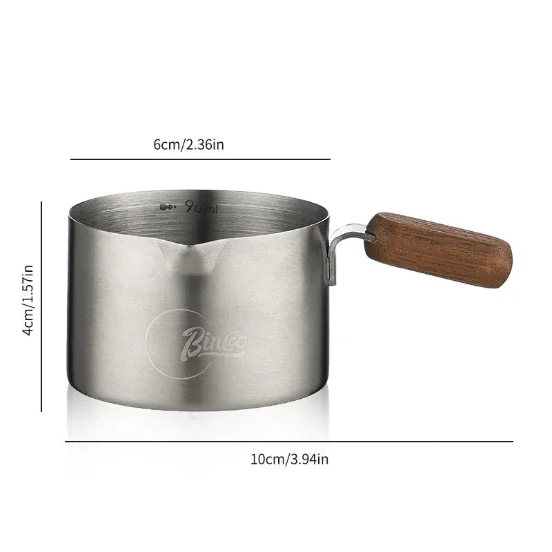 Bincoo Stainless Steel Espresso Measuring Cup With Wood Handle